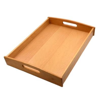 China Eco Friendly Eco Friendly Beech Wood Breakfast Tea Serving Tray With Handle for sale