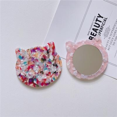 China Customized new products 2022 acetic acid concise mirror style handmade grain pocket mirror floral marble holiday for sale