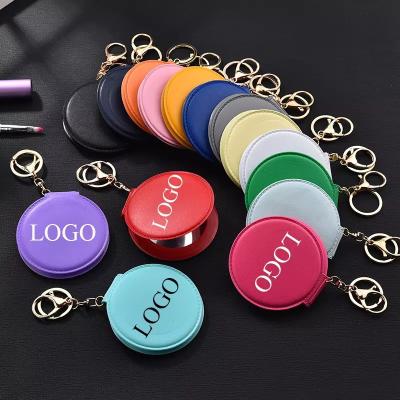 China 2021 Gift 2021 Pocket Mirror Promotional Compact Mirror Double Key Chain Key Chain Ring Mirrors Custom LOGO for sale