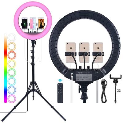 China ABS RL-18 18 Inch RGB Ring Light LED Photography Studio Live Fill Light With Remote Control Tripod For Livestream Tiktok Makeup for sale