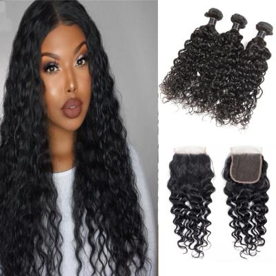 China Wholesale Cheap Water Wave Tress Water Wave Free Virgin Hair Extensions Weave Water Wave Bundles With Closure for sale