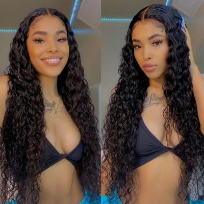 China HD Unprocessed Water Wave Brazilian Hair Lace Front Wigs Natural Curly Hair Full Lace Wigs For Color Women 360 Headband Lace Wig for sale