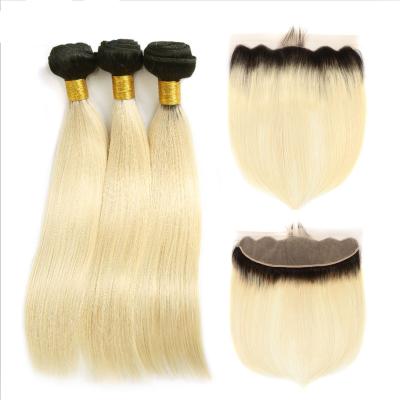 China Straight Hair Bundles With Closure Best Black Root Remy 1B 613 Virgin Hair Blonde Bundles With Lace Headbands 10A Straight Hair Weave Bundles Sellers for sale