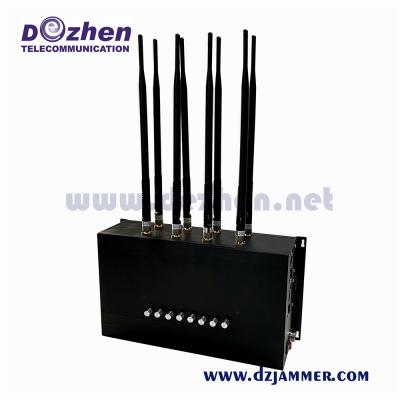 China jammer G/M 3G 4G do sinal 5G todo o jammer do sinal do telefone celular com construído no dispositivo da bateria para bloquear sinais do telefone celular à venda