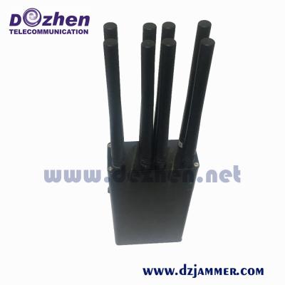 China 5G 8 Antenna Jammer Handheld Type 3G 4GLTE 4GWIMAX Cell Phone Signal Jammer for sale