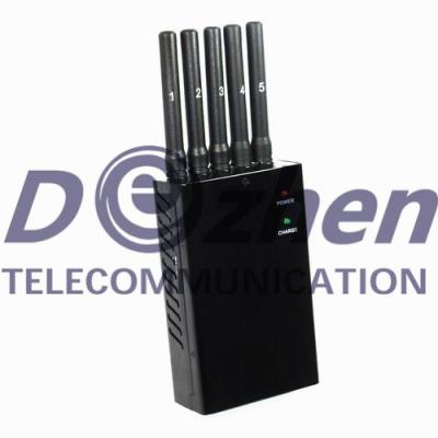 China 5 Antenna Portable Mobile Phone Jammer 2G 3G GPS WiFi Radius 5-15M Jamming Range for sale