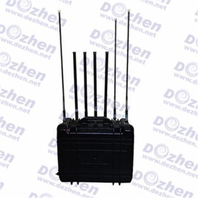 China Drone UAV Jammer/anti jammer 7 Bands 142W Omni or Directional Antenna Built-in Battery for sale