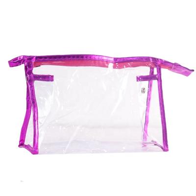 China Eco Fashion Transparent Clear Color PVC Waterproof Traveling Cosmetic Bag With Zipper for sale