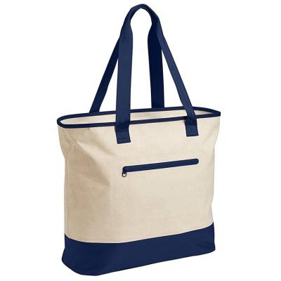 China Wholesale Cheap Eco Logo Design Promotional Price Recyclable Cotton Tote Bag With Zipper for sale