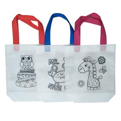 China Eco Spot Goods Expedited Reusable Custom LOGO Image Graffiti To Color Non Woven Shopping Tote Bag for sale