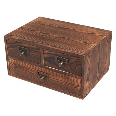 China Small Sustainable Rustic Dark Wood Brown Storage Cabinet Jewelry Organizer for sale