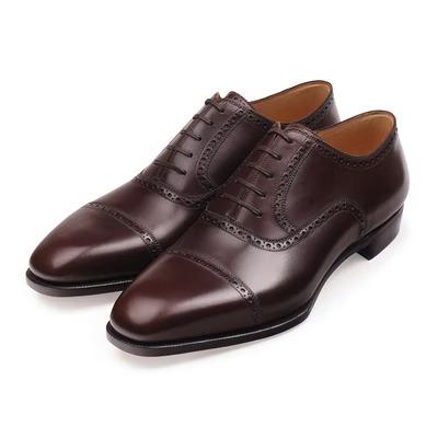 China Latest Design Hand Made Formal Men's Office Dark Brown Leather Sleek Shoes for sale