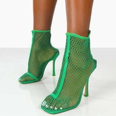 China High Heels Stilettos Mesh Green Ankle Boots Breathable 2022 Ladies Women Anti-slippery for sale