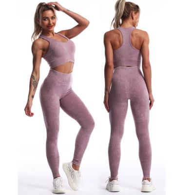 China Custom Logo Women Running Gym Breathable Fitness Legging Bra Fits Wash Dirty Wear Yoga Two Piece Sets for sale