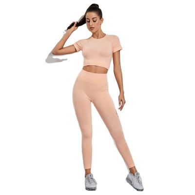 China Breathable Women Gym Suits Women Push Up Pant Bodybuilding Sport Seamless Legging Yoga Sets Fitness Women for sale