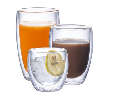 China Sale Quality And Quantity SMT Coffee Viable Assured Hot Heat Resistant Glass Mugs Double Wall Clear Glass Mug Without Handle for sale