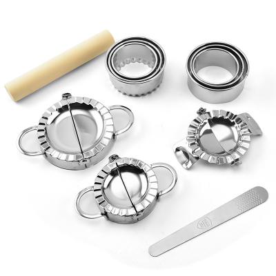 China Viable 7pcs Dumpling Maker Dumpling Mold Set and Cutter Dumpling Press Molds Skin Maker Stuffing Flour Spoon Ring Cutter for sale