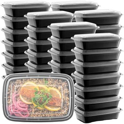 China 28 Ounce Disposable Meal Prep Plastic Microwavable Food Containers With Lids Reusable Storage Box Disposable Takeout Food Containers for sale