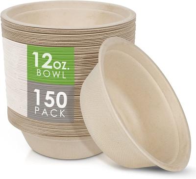 China 12 oz Eco-Friendly100% compostable disposable. Sugar Fibers Biodegradable Disposable Paper Bowl Natural Bagasse Paper Plates and Bowls for sale