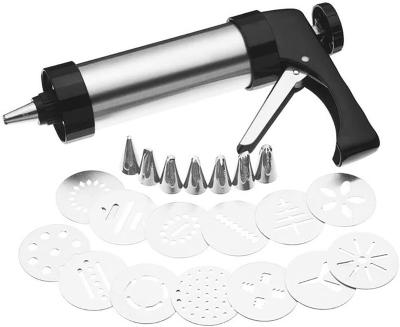 China Viable SMT Stainless Steel Cookie Press Gun Kit for DIY Biscuit Cookie Making and Cake Icing Decorating for sale