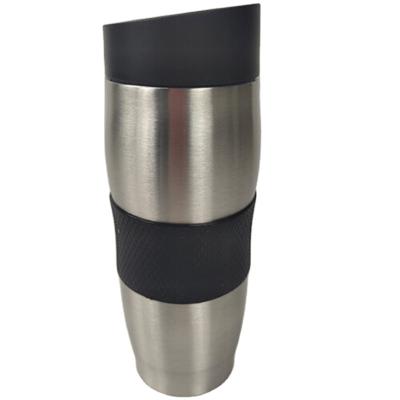 China Wholesale Sustainable Silicone Double Wall Sleeve Stainless Steel Travel Mug With Push Button Lid for sale