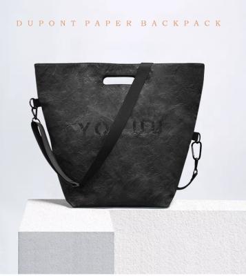 China Large Capacity Crossbody Folding Handbag, New Fashion Design Customized Print Logo Tyvek Paper Tote Bag Black for sale