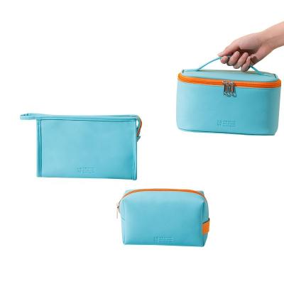 China ENGLAND STYLE Multi Colors Beauty Travel Cosmetic Bag Made Of PU Leather , Pure Single Color Makeup Bag Waterproof Light Weight Cosmetic* for sale