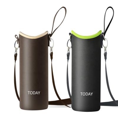 China Custom Logo Insulated Shrink Neoprene Bottle Waterproof Sleeve Cover, Waterproof Beer Can Cooler Water Bottle Bag Pouch With Hanle Strap for sale