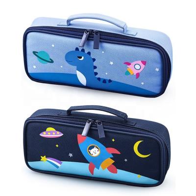 China Schools & Offices Fashion Stationary Costom Logo Pencil Cases, Waterproof Oxford Printed Pencil Bag With Handle) for sale