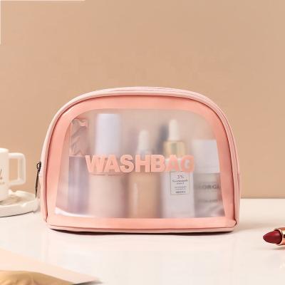 China Lady Custom Logo Travel Transparent Pvc Waterproof Hot Selling Cosmetic Beach Bag Portable Clear PVC Zipper Makeup Bag For Swimming for sale