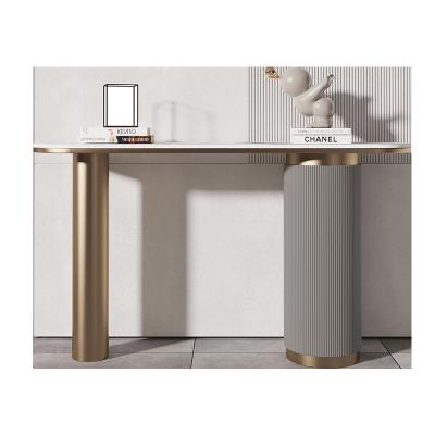 China Bronzed Luxury Marble Console Table Best By Marble Storage Top Quality Stainless Steel Modern Hallway Base for sale