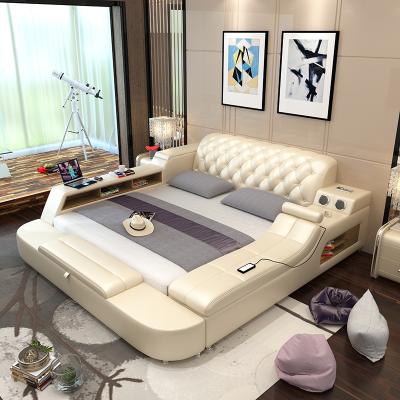 China Modern Leather Bed Furniture Storage Bedroom Furniture Designs Queen Size Fabric Beds Sofa Bed Set for sale