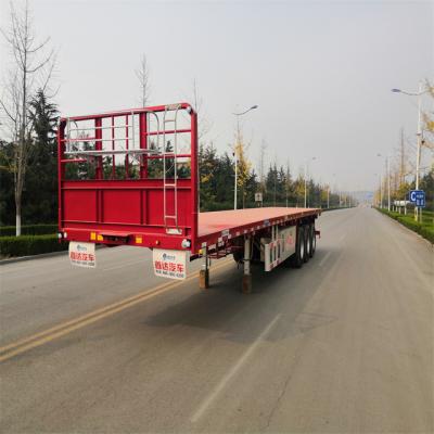 China Truck Trailer 3 Axle Side Wall Panel Lowbed Gooseneck Cargo Truck Flat Bed Semi Trailer for sale