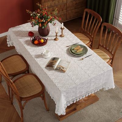 China Washable And Durable Luxury White Pure Cotton Style Lace Table Cloth Bohemian Wedding Table Cloths For Living Room Decorative for sale