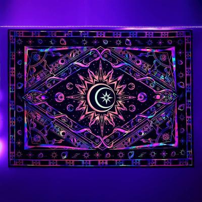 China Colorful Hippie Tapestry Mandala Black Light Posters Art Deco Aesthetic Mandala Rainbow Tapestry Wall Tapestries for sale