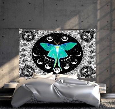 China Easy Install Aesthetic Tapestry Black And White Space Tapestry Wall Hanging For Bedroom for sale