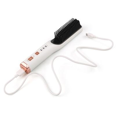 China hair & Beard Straightening JINDING USB Rechargeable Electric Beard Hair Straightener for Men, Man Cordless Beard Comb Hot Brush for sale