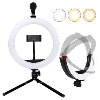 China New Design 10 Inch Fold Live Broadcast Ring Fill LED Light PORTABLE Microphone with Tripod Stand for Makeup Tiktok Video for sale