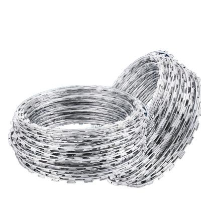 China Cheap Hot Dipped Galvanized Concertina Razor Loop Performance Protection Coil Cross Steel Barbed Wire for sale