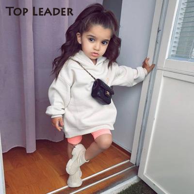 China Supreme Leader 2021 Spring New Autumn Breathable Girls Pure White Woven Hooded Stretch Sweater Long Sleeve Tops For Babies Kids Clothes for sale