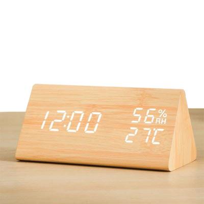 China Calendars Best Quality Radio LED Class Voice Time Temperature Control Digital Wooden Alarm Clock for sale