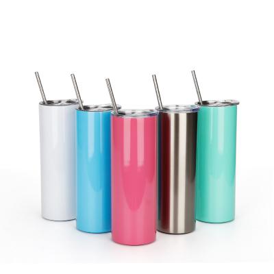 China Hot Sale Stainless Steel Adult Portable Light Up Insulated Straight Cups With Lid Straws for sale