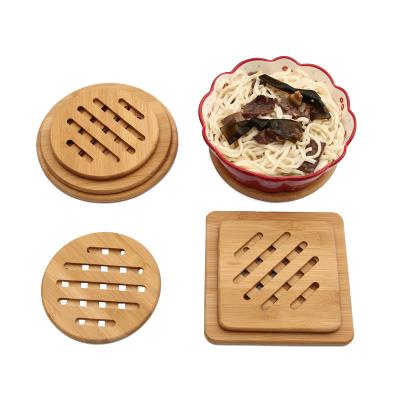 China New Arrival Sustainable Hotel Restaurant Table Dish Bowl Round Coaster Heat Insulation Bamboo Mat for sale