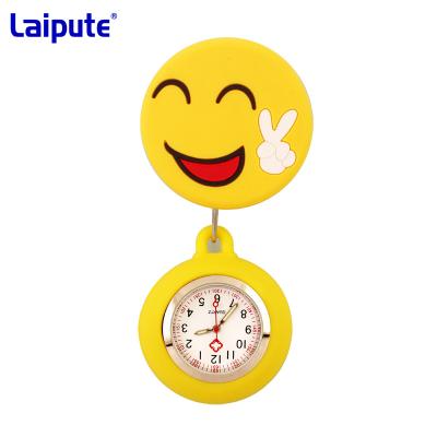 China Silicone Strap 41mm Nurses Clip On Fob Watch Waterproof Retractable Nurse Watch for sale