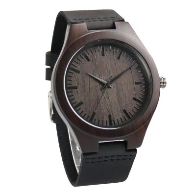 China Hardlex mirror Mens Wooden Watches Engraved black sandalwood for sale