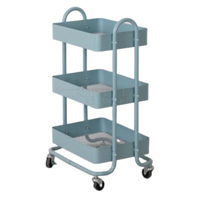 China Modern Mobile Kitchen Trolley Cart Metal 3 Tier Cart Storage Cart for sale