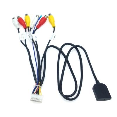 China Aftermarket 20 Pin Extended Interface RCA AUX-IN/OUT Stereo Cable With SIM Slot For Android Head Unit Stereo for sale