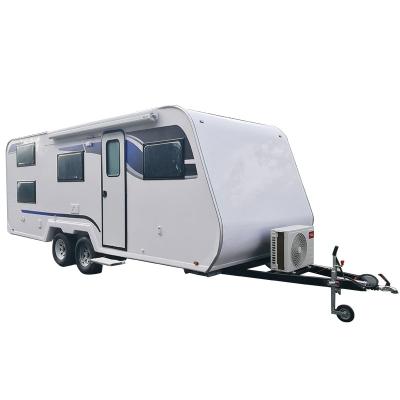 China Compact Offroad Trailers Caravan Motorhome RV Camper Travel Trailer Price Electric Lifting Table Leg Te koop