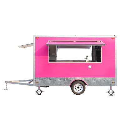 China Snack Factory 3.9m Mobile Kitchen Food Vending Van Trailer Used Designed Mobile Cart For Food Hot Dog Cart Cart for sale