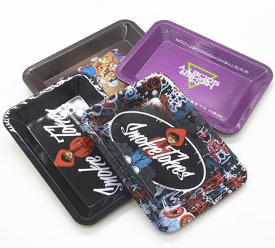 China Metal Tobacco Rolling Tray Smoking serving trays rolling cigarette service tin tray for sale